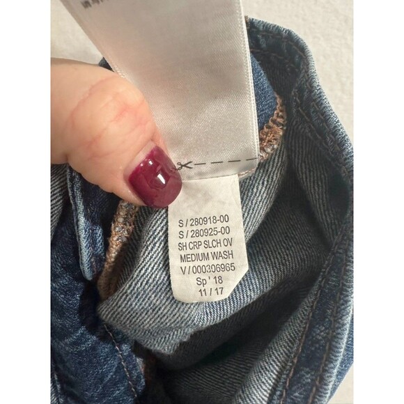 GAP Cropped Slouch Straight Leg Denim Overalls Classic Women's Size Medium - Picture 15 of 16